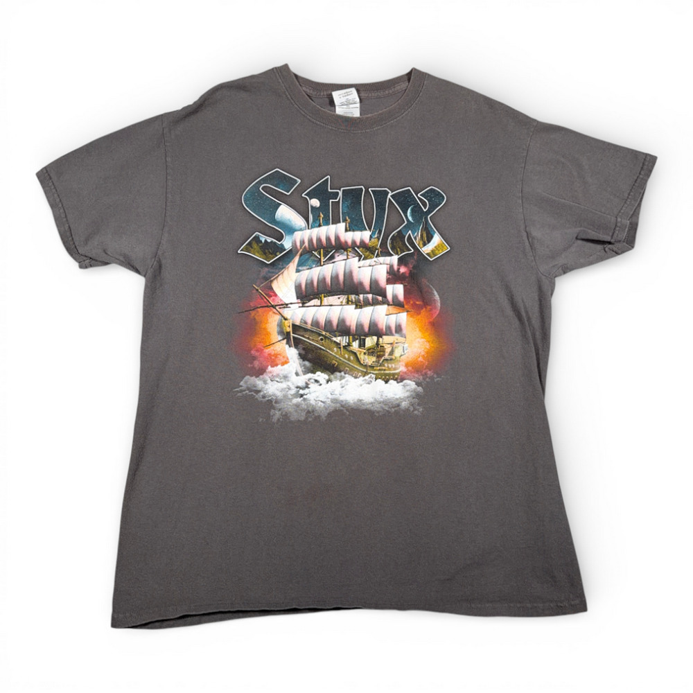 Styx Shirt Adult LARGE Gray 2016 Band Tour Concert Merch Music Classic Rock